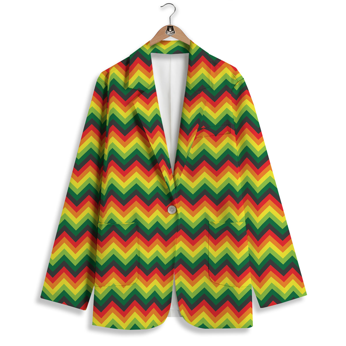 Reggae Zig Zag Print Pattern Women's Blazer-grizzshop