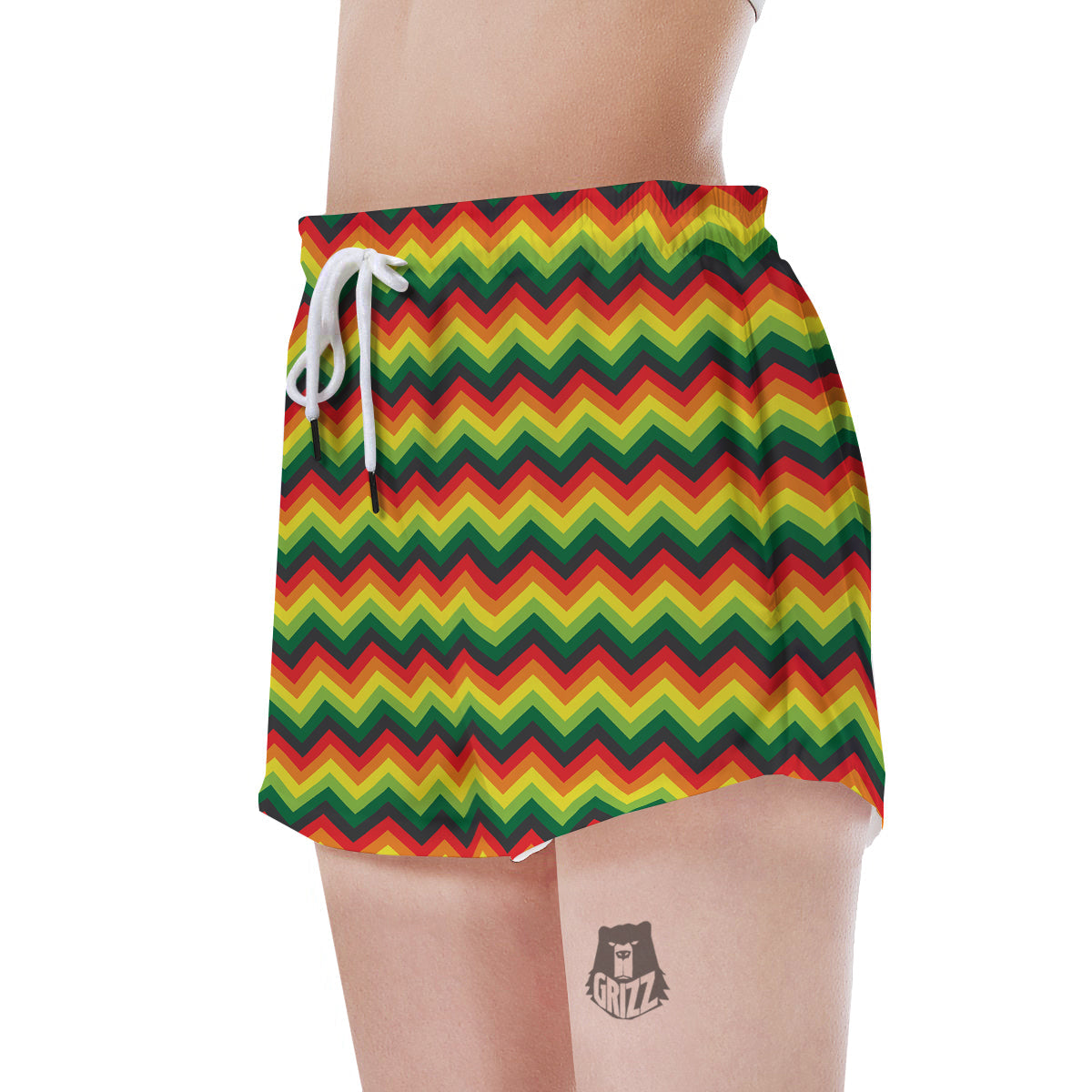 Reggae Zig Zag Print Pattern Women's Shorts-grizzshop