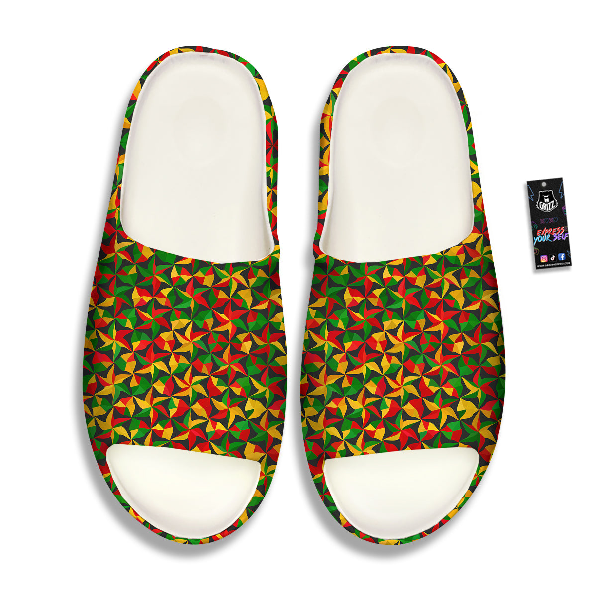 Reggae Abstract Geometric Print Pattern Sandals-grizzshop