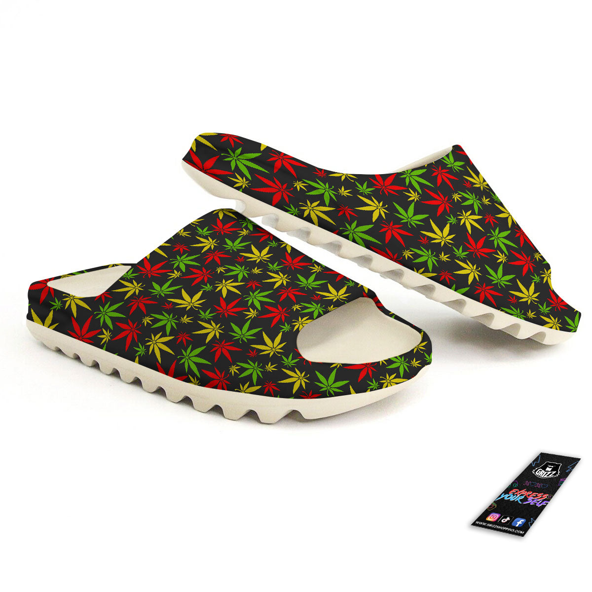 Reggae Hemp Leaf Print Pattern Sandals-grizzshop
