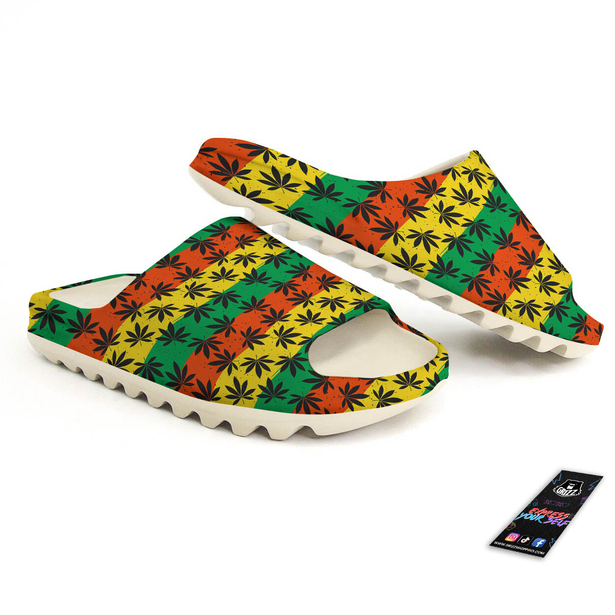 Reggae Hemp Leaves Classic Print Pattern Sandals-grizzshop