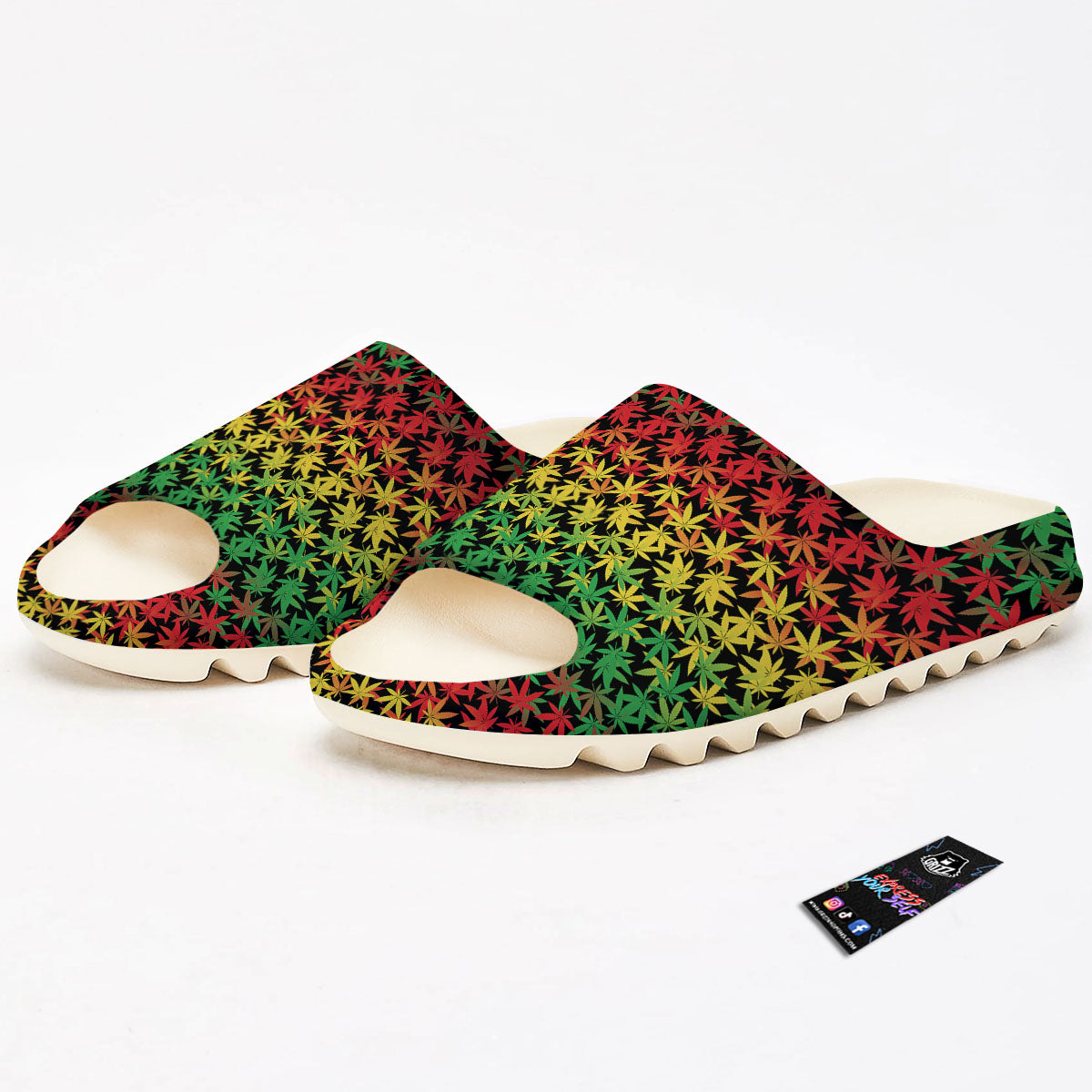 Reggae Hemp Leaves Print Pattern Sandals-grizzshop