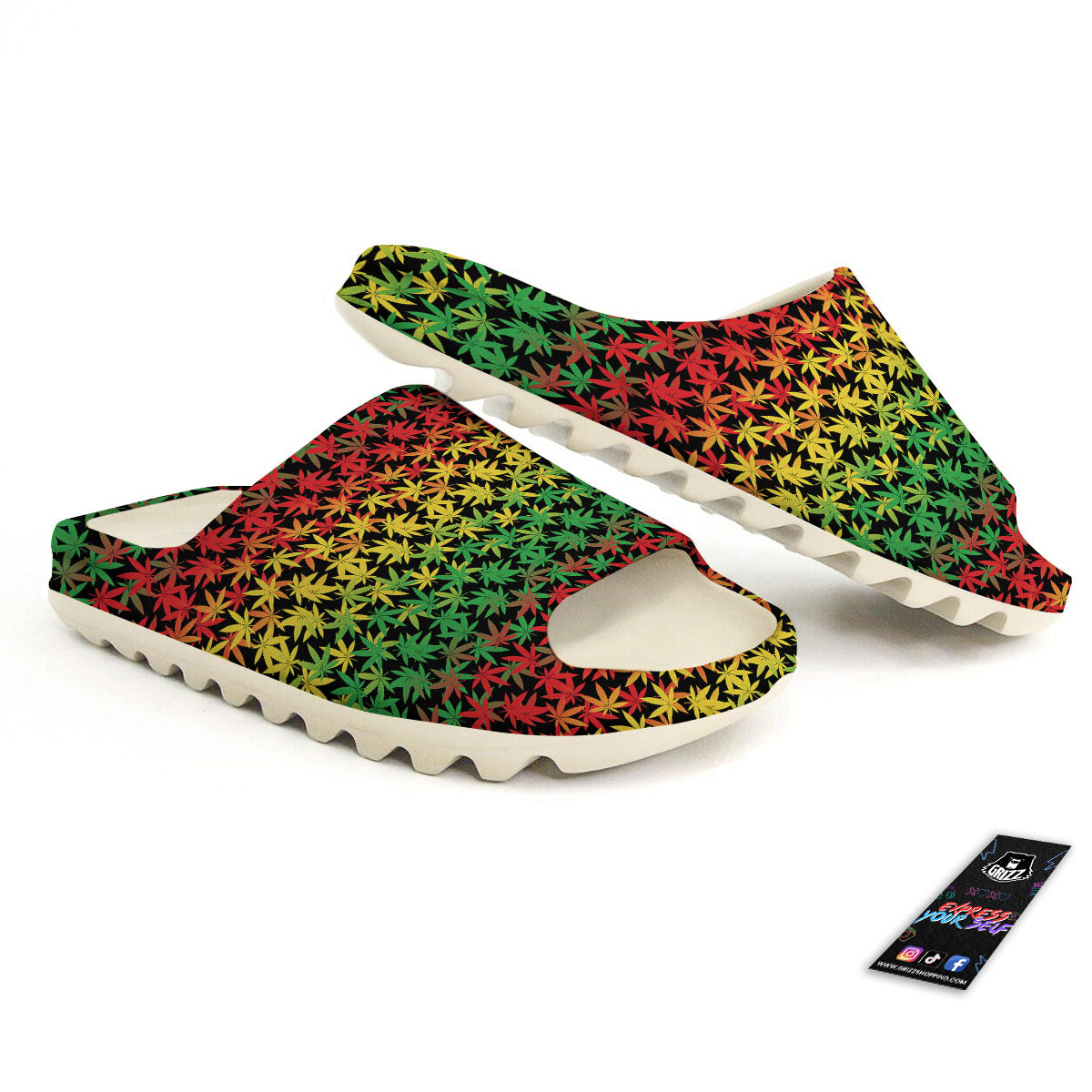 Reggae Hemp Leaves Print Pattern Sandals-grizzshop