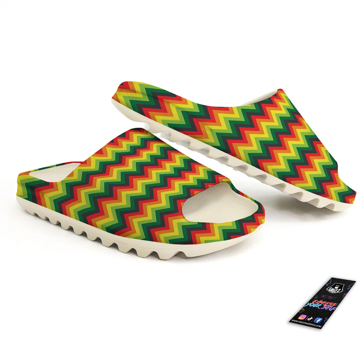 Reggae Zig Zag Print Pattern Sandals-grizzshop