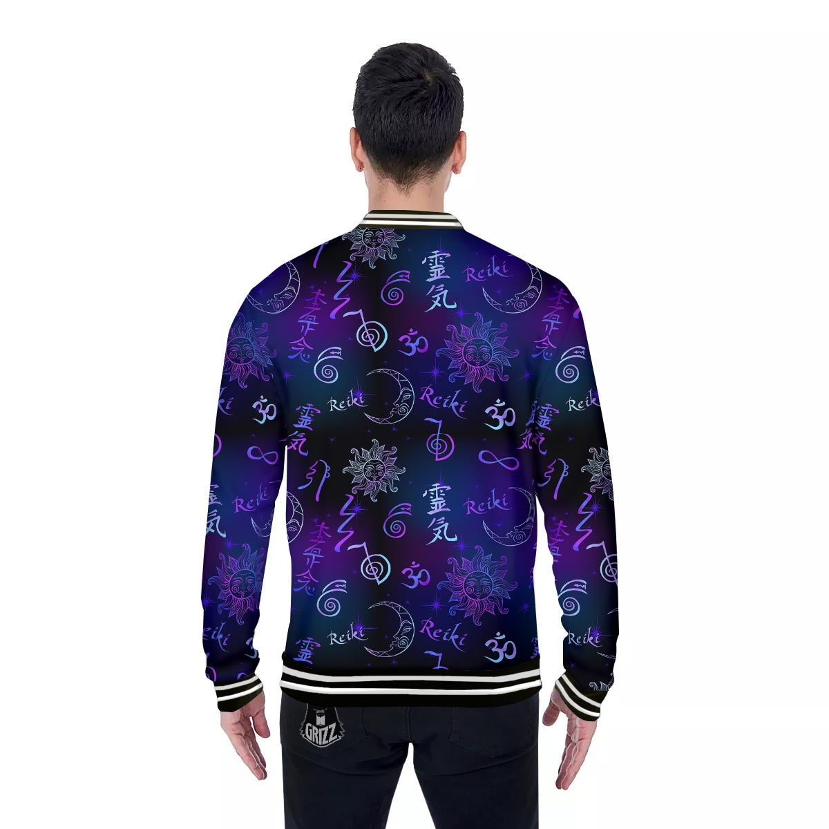 Reiki Energy Print Pattern Baseball Jacket-grizzshop