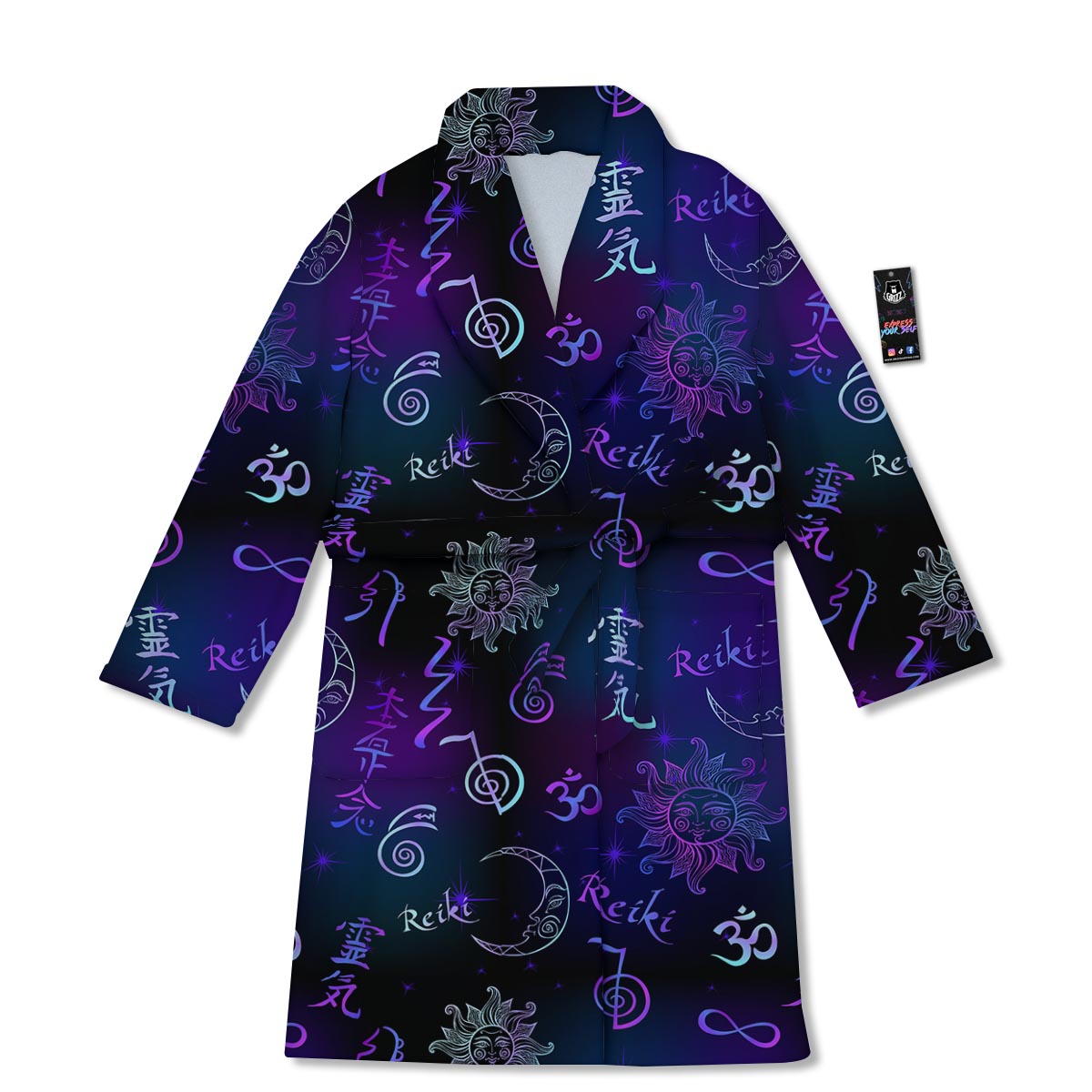 Reiki Energy Print Pattern Bathrobe-grizzshop