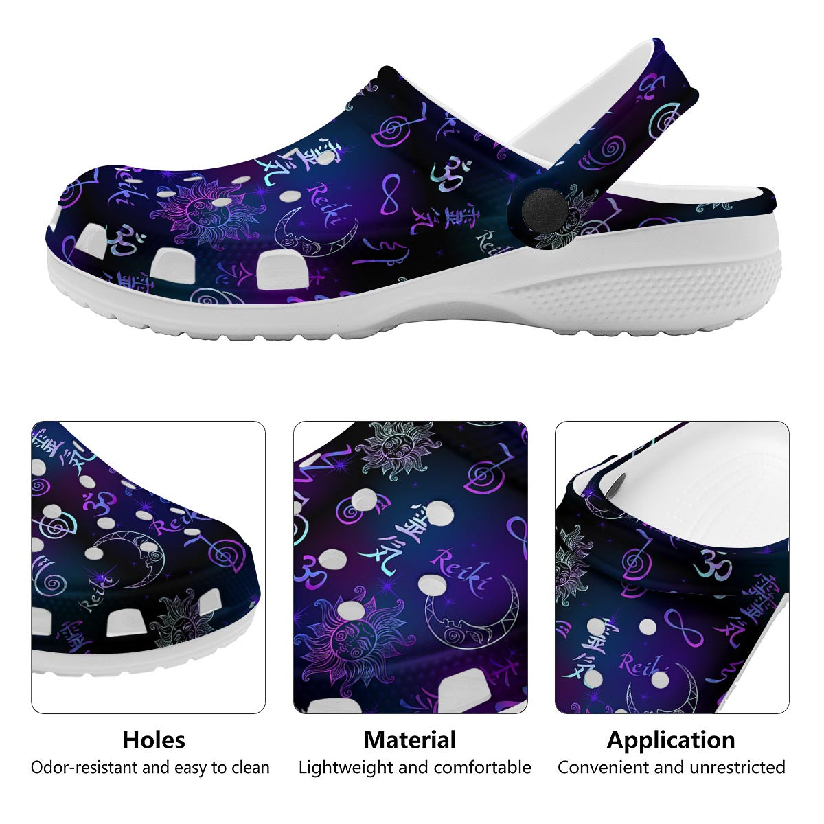 Reiki Energy Print Pattern Clog-grizzshop