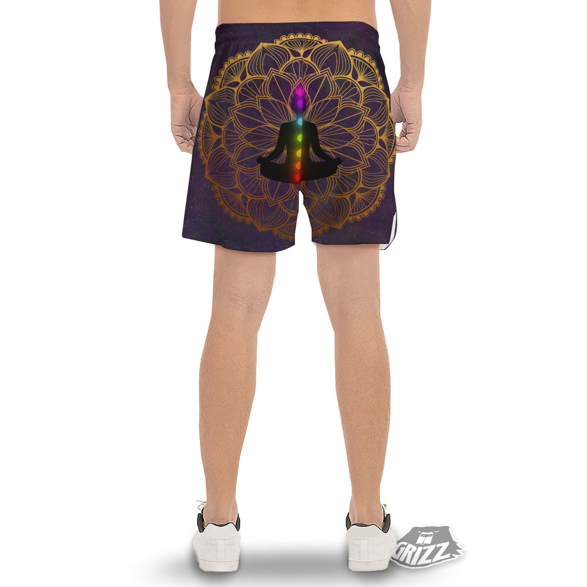 Reiki Golden Print Men's Gym Shorts-grizzshop