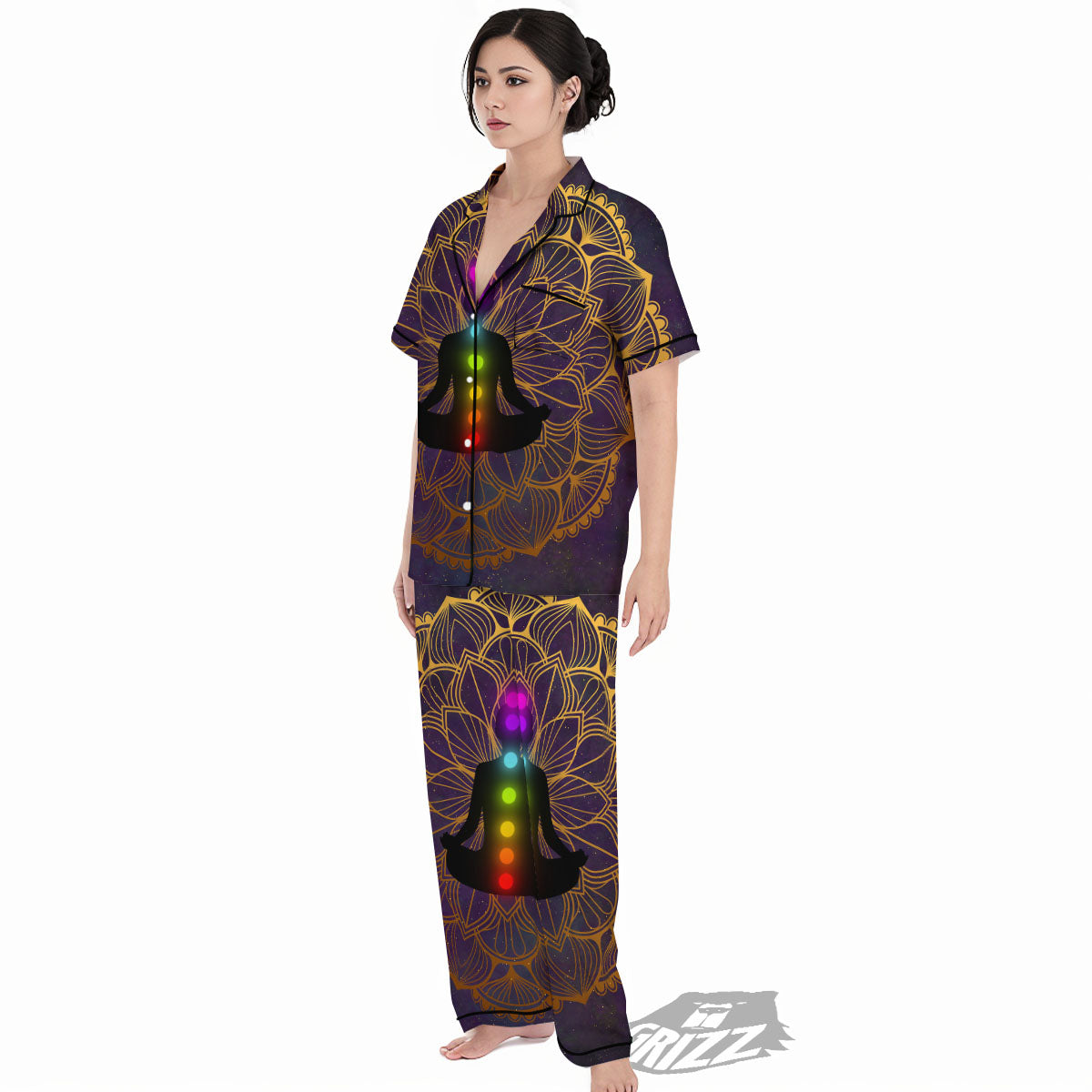 Reiki Golden Print Women's Pajamas Set-grizzshop