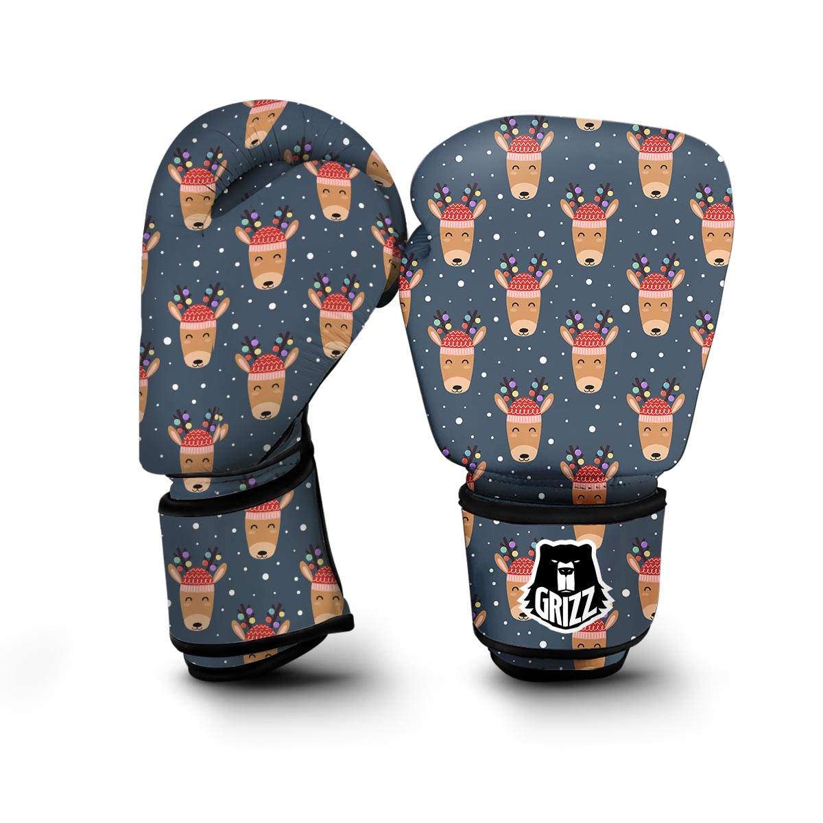 Reindeer Christmas Print Pattern Boxing Gloves-grizzshop