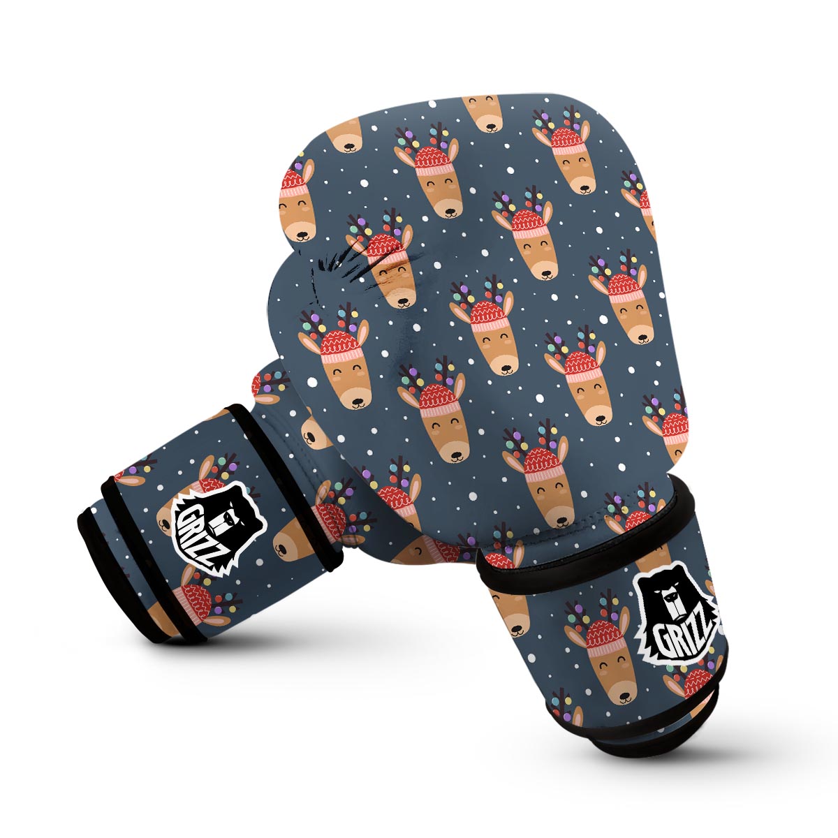 Reindeer Christmas Print Pattern Boxing Gloves-grizzshop