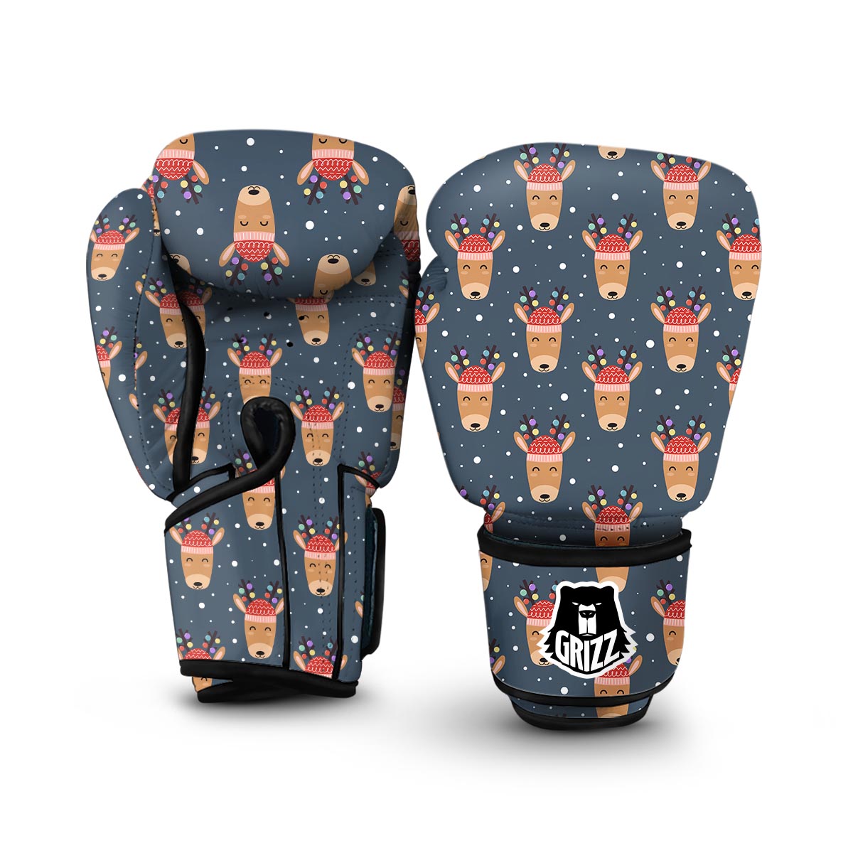 Reindeer Christmas Print Pattern Boxing Gloves-grizzshop