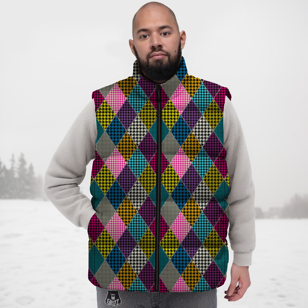 Reindeer Christmas Print Pattern Down Vest