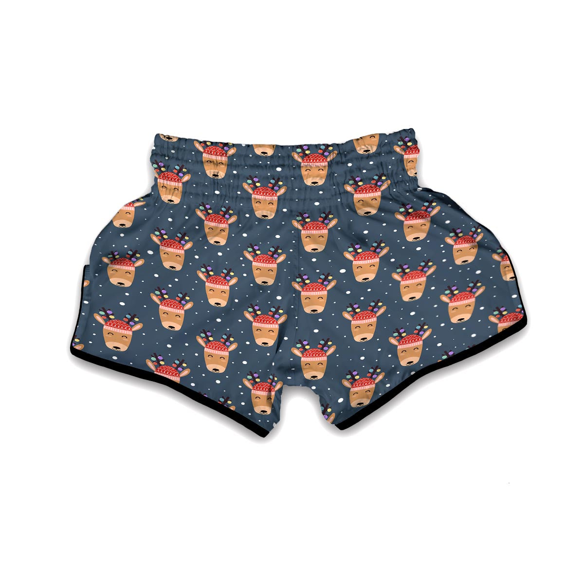 Reindeer Christmas Print Pattern Muay Thai Boxing Shorts-grizzshop