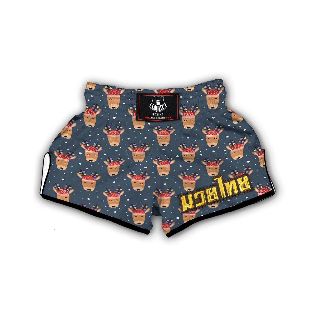 Reindeer Christmas Print Pattern Muay Thai Boxing Shorts-grizzshop