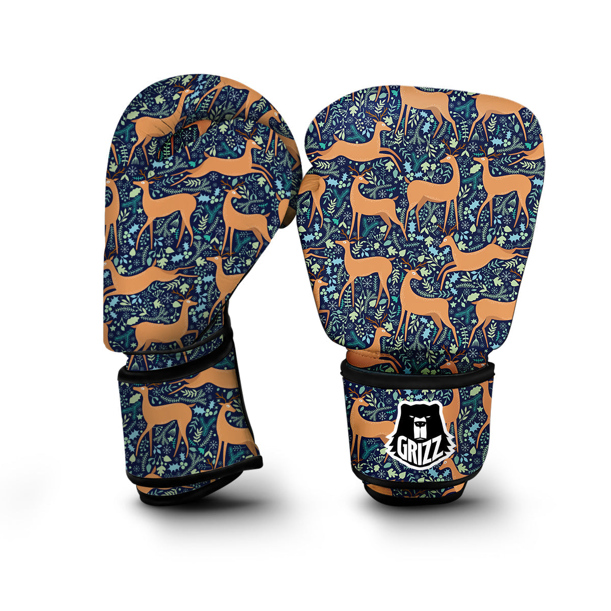 Reindeer Print Pattern Boxing Gloves-grizzshop