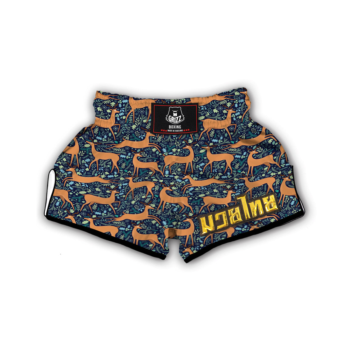 Reindeer Print Pattern Muay Thai Boxing Shorts-grizzshop