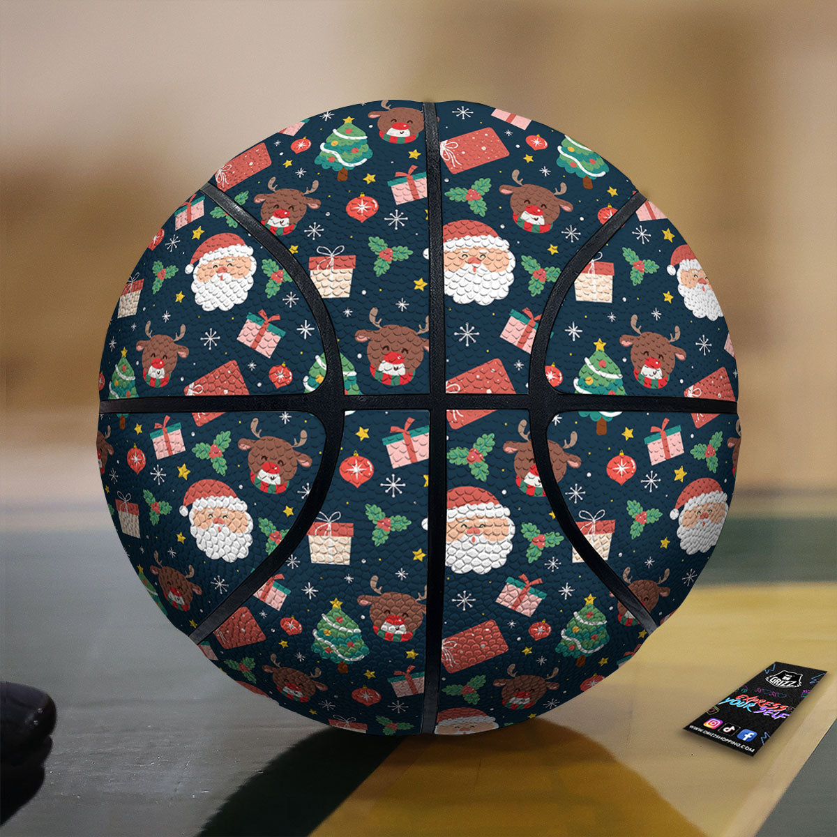 Reindeer Christmas Santa Print Pattern Basketball