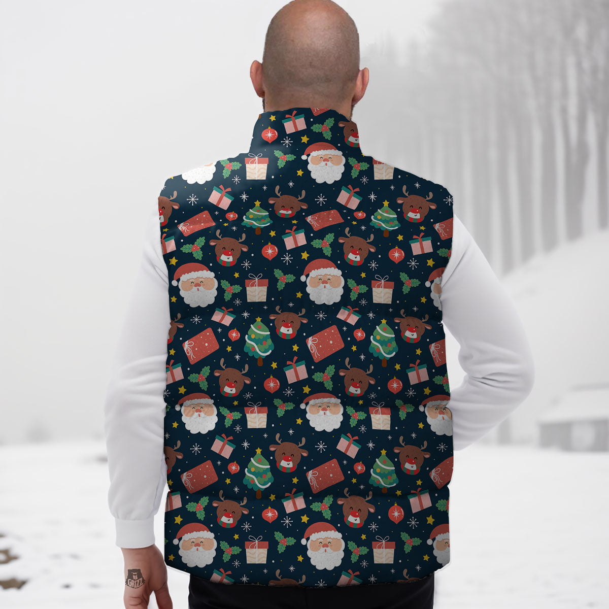 Reindeer Christmas Santa Print Pattern Down Vest