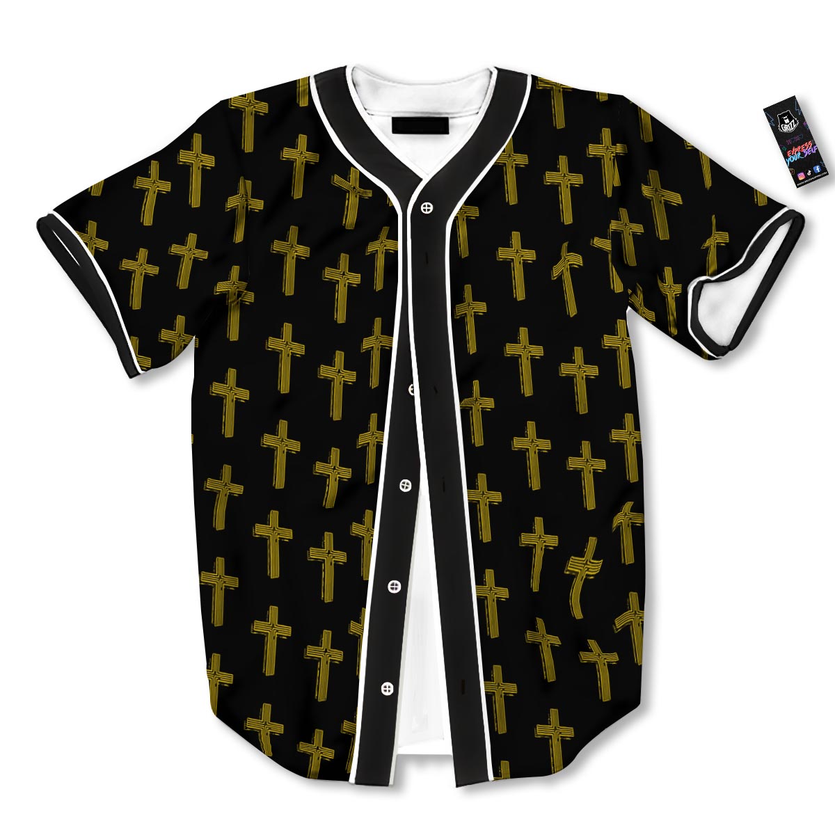 Religious Christian Cross Print Pattern Baseball Jersey-grizzshop