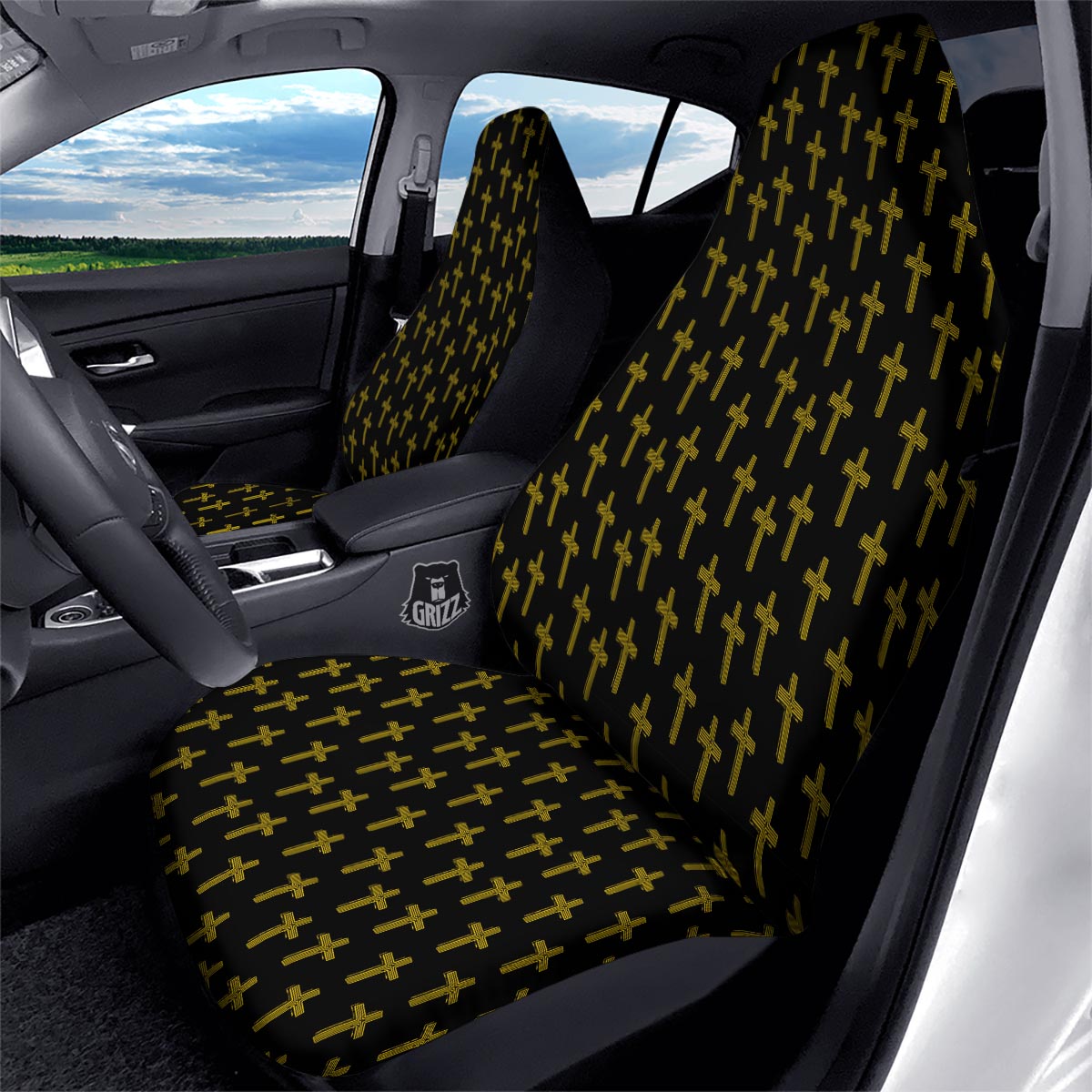 Religious Christian Cross Print Pattern Car Seat Covers-grizzshop