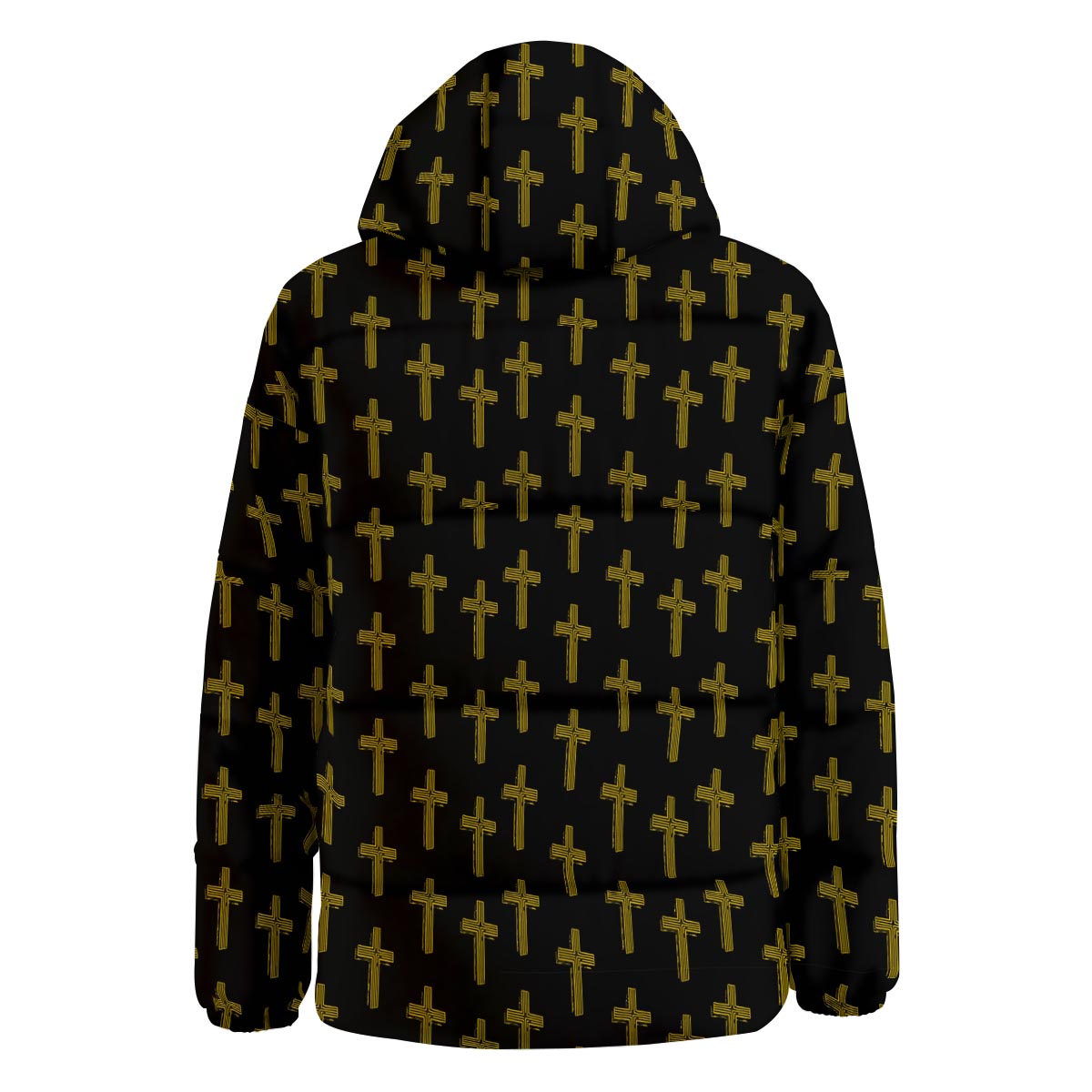 Religious Christian Cross Print Pattern Down Jacket-grizzshop
