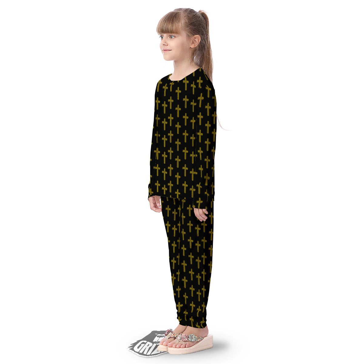 Religious Christian Cross Print Pattern Kid's Pajamas-grizzshop