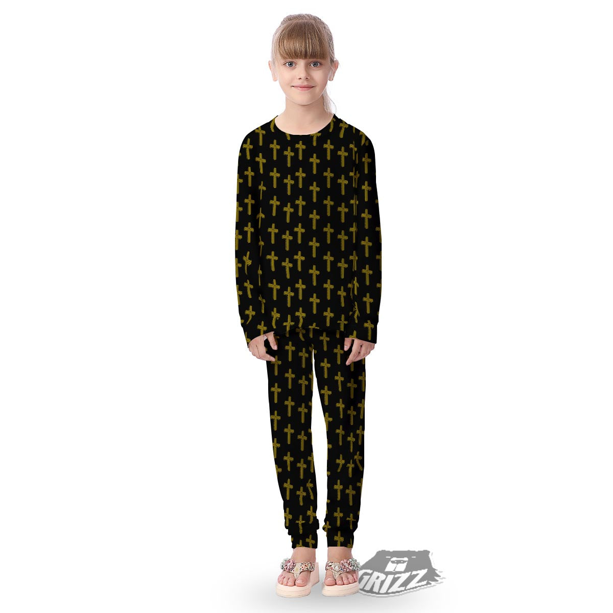 Religious Christian Cross Print Pattern Kid's Pajamas-grizzshop