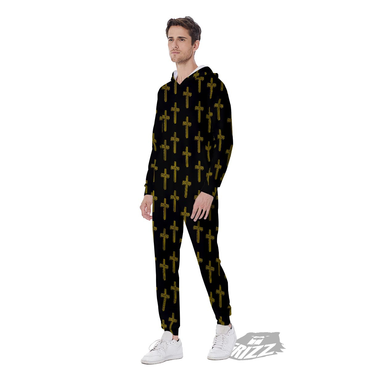 Religious Christian Cross Print Pattern Men's Jumpsuit-grizzshop