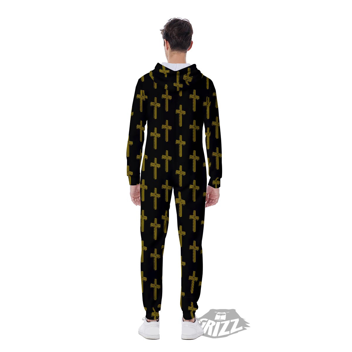 Religious Christian Cross Print Pattern Men's Jumpsuit-grizzshop