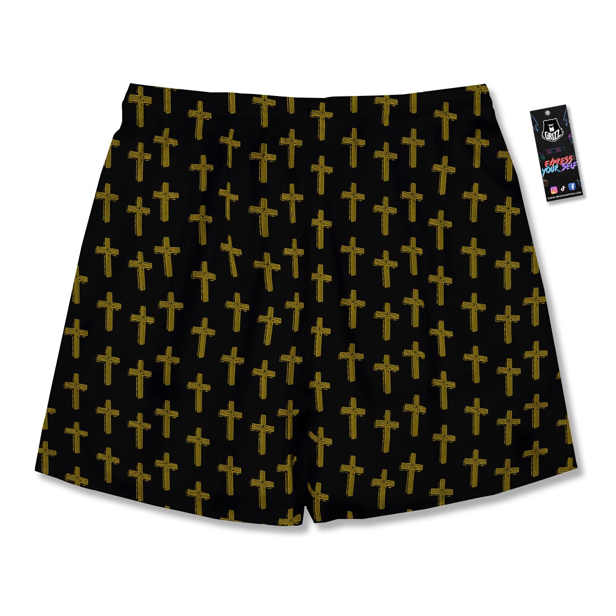 Religious Christian Cross Print Pattern Men's Running Shorts-grizzshop