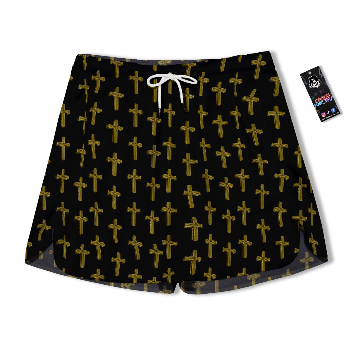 Religious Christian Cross Print Pattern Men's Running Shorts-grizzshop