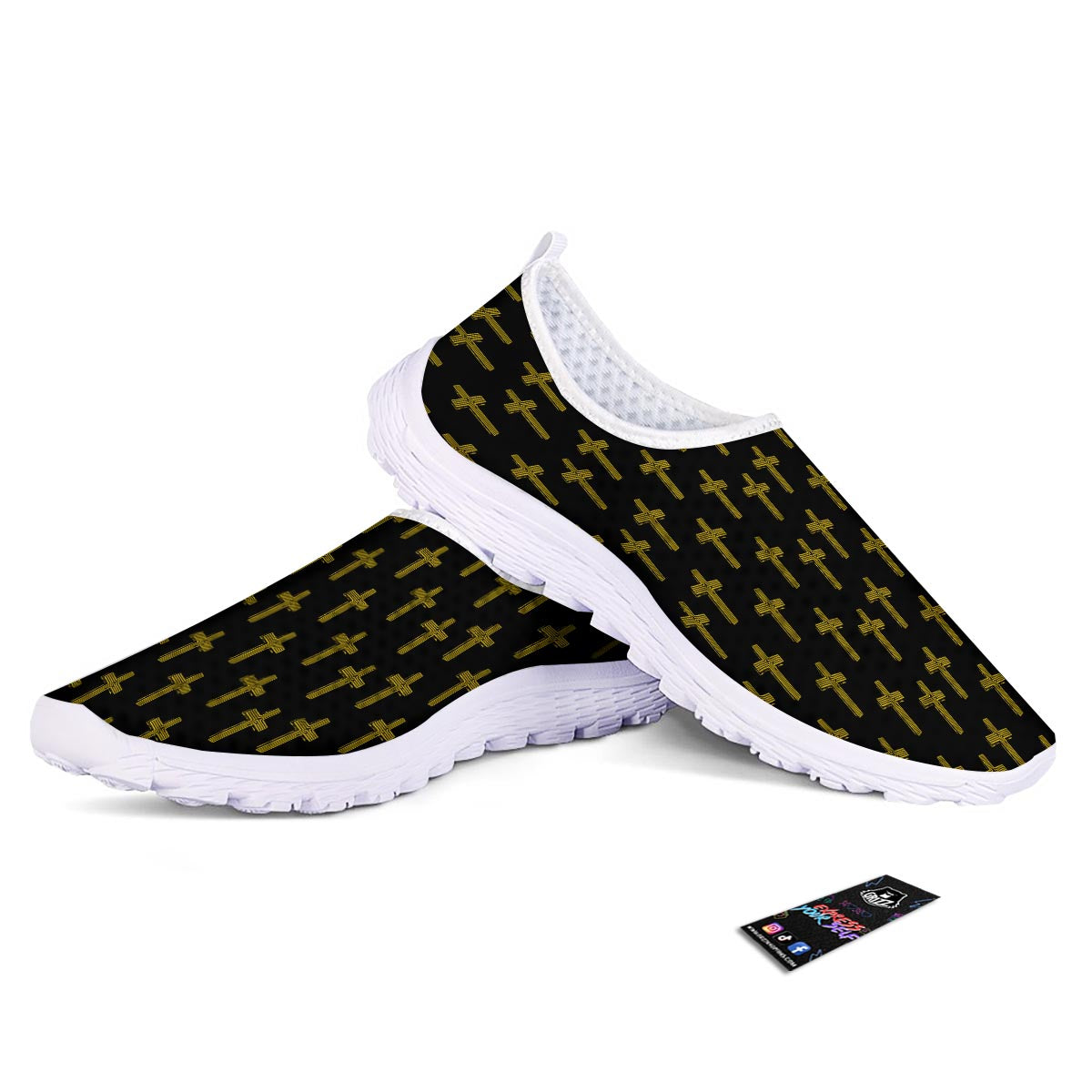 Religious Christian Cross Print Pattern Nurse Shoes-grizzshop