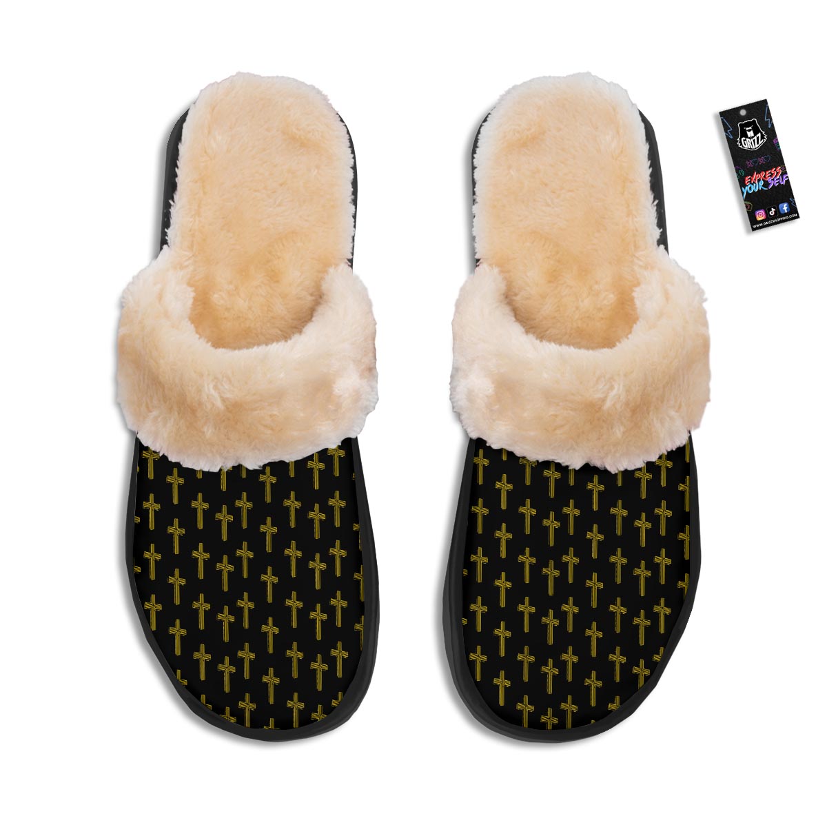 Religious Christian Cross Print Pattern Slippers-grizzshop