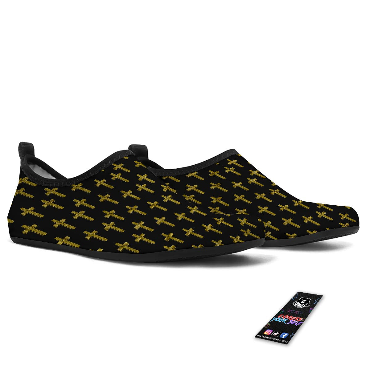 Religious Christian Cross Print Pattern Water Shoes-grizzshop