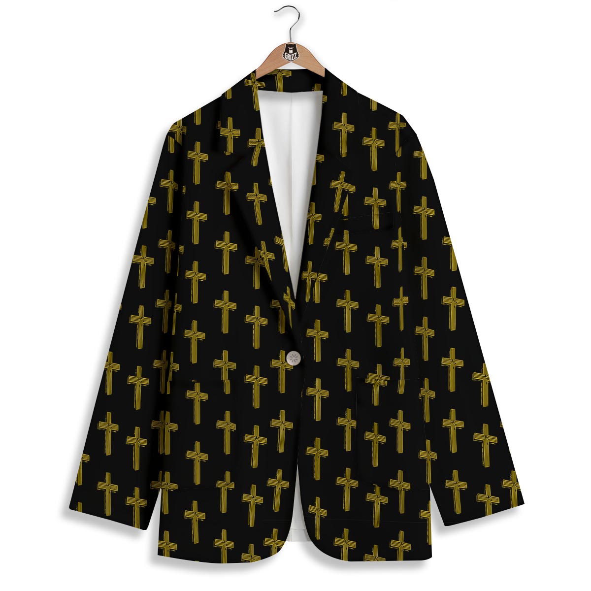 Religious Christian Cross Print Pattern Women's Blazer-grizzshop