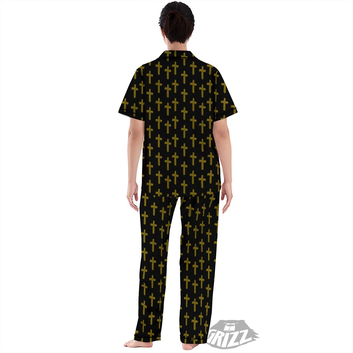 Religious Christian Cross Print Pattern Women's Pajamas Set-grizzshop