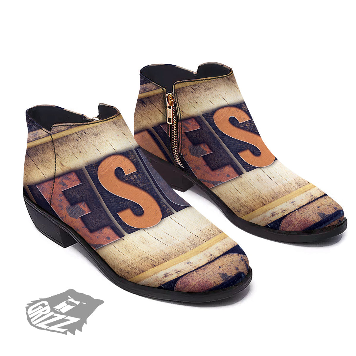 Religious Jesus Words Print Ankle Boots-grizzshop