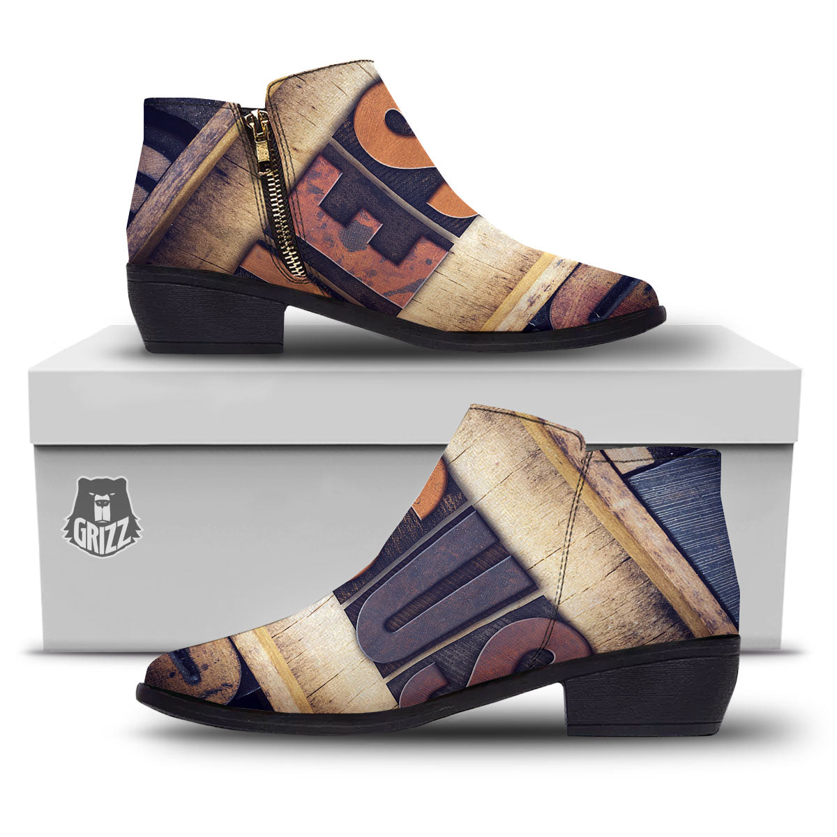 Religious Jesus Words Print Ankle Boots-grizzshop