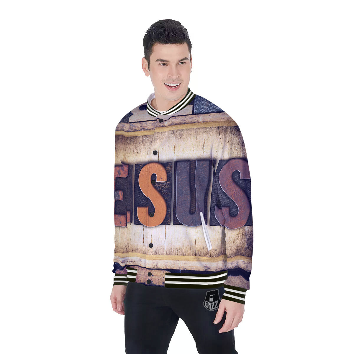 Religious Jesus Words Print Baseball Jacket-grizzshop