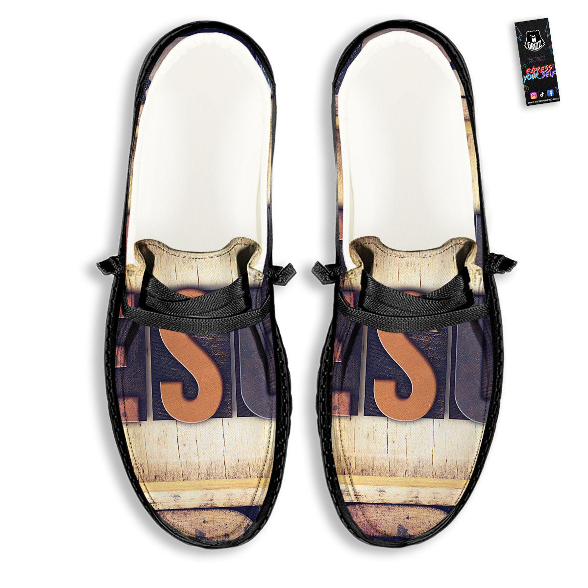 Religious Jesus Words Print Black Loafers-grizzshop