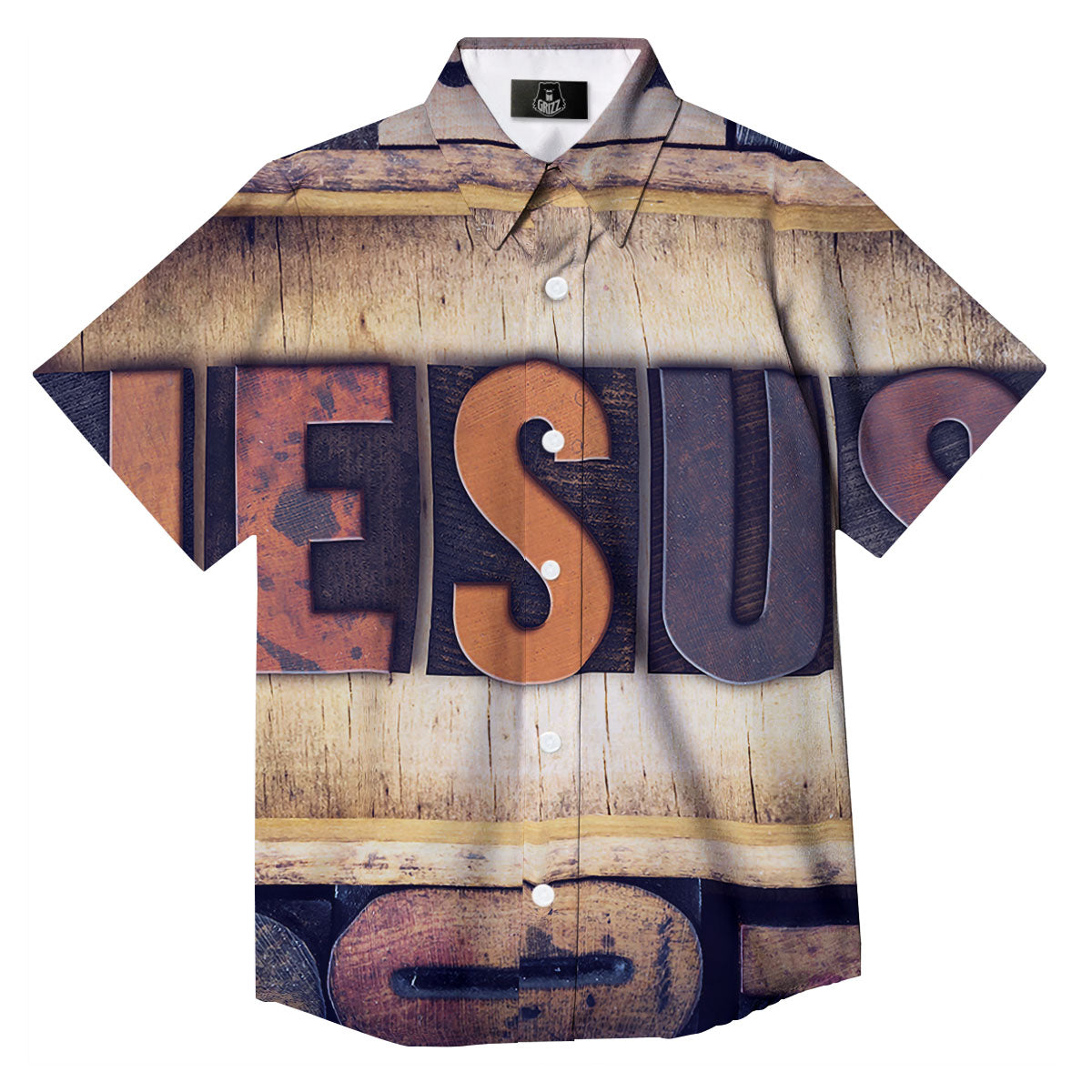 Religious Jesus Words Print Button Up Shirt-grizzshop