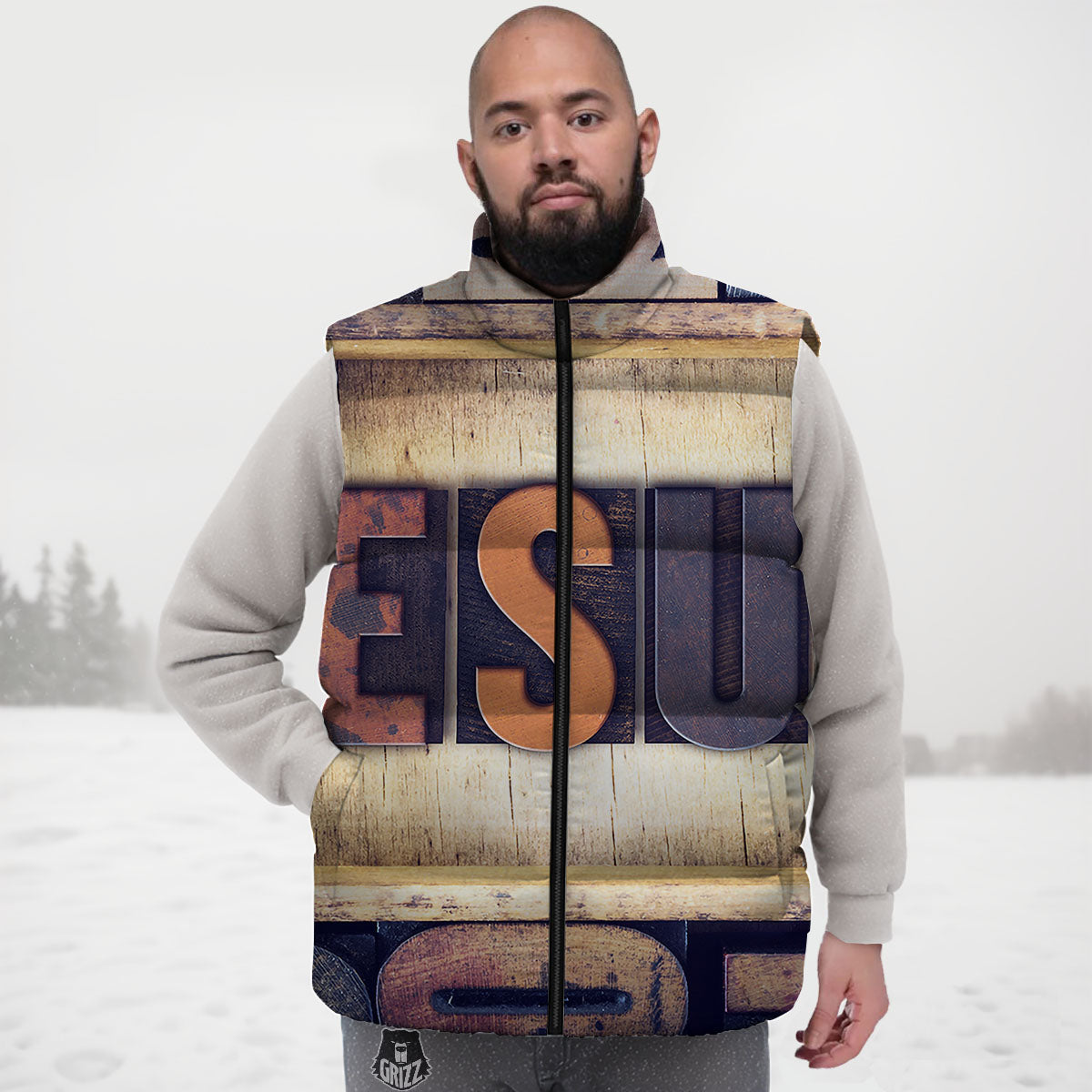 Religious Jesus Words Print Down Vest
