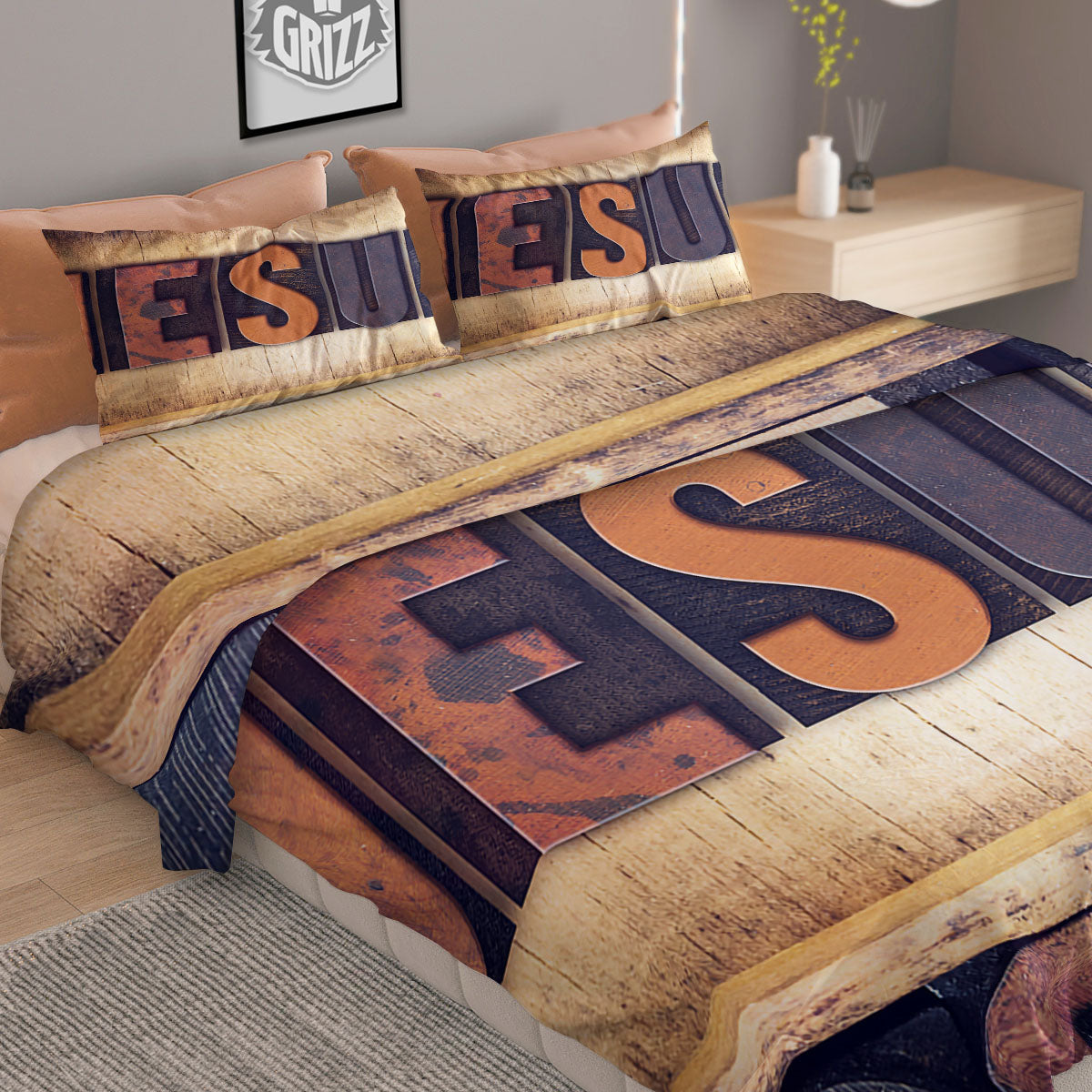 Religious Jesus Words Print Duvet Cover Bedding Set