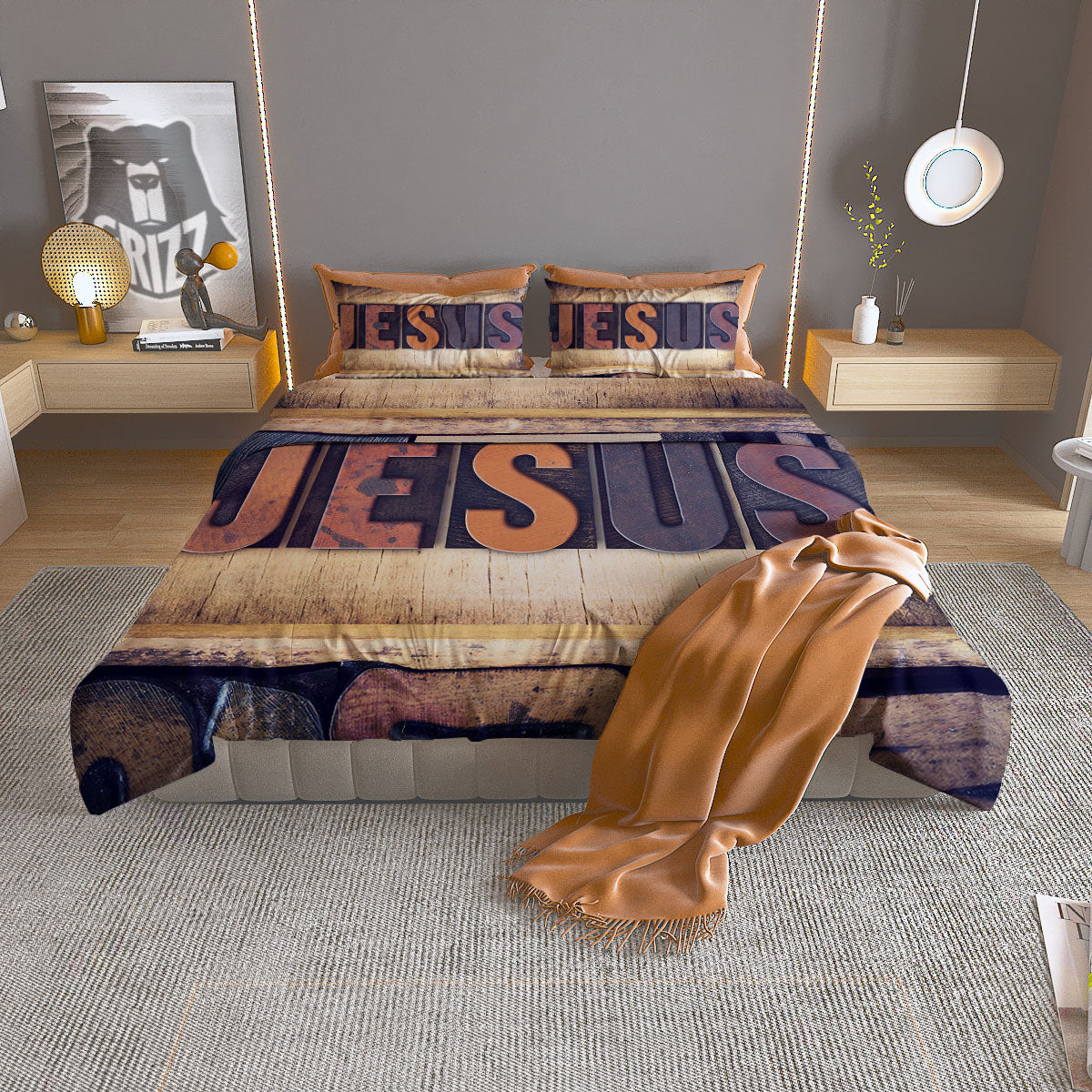 Religious Jesus Words Print Duvet Cover Bedding Set