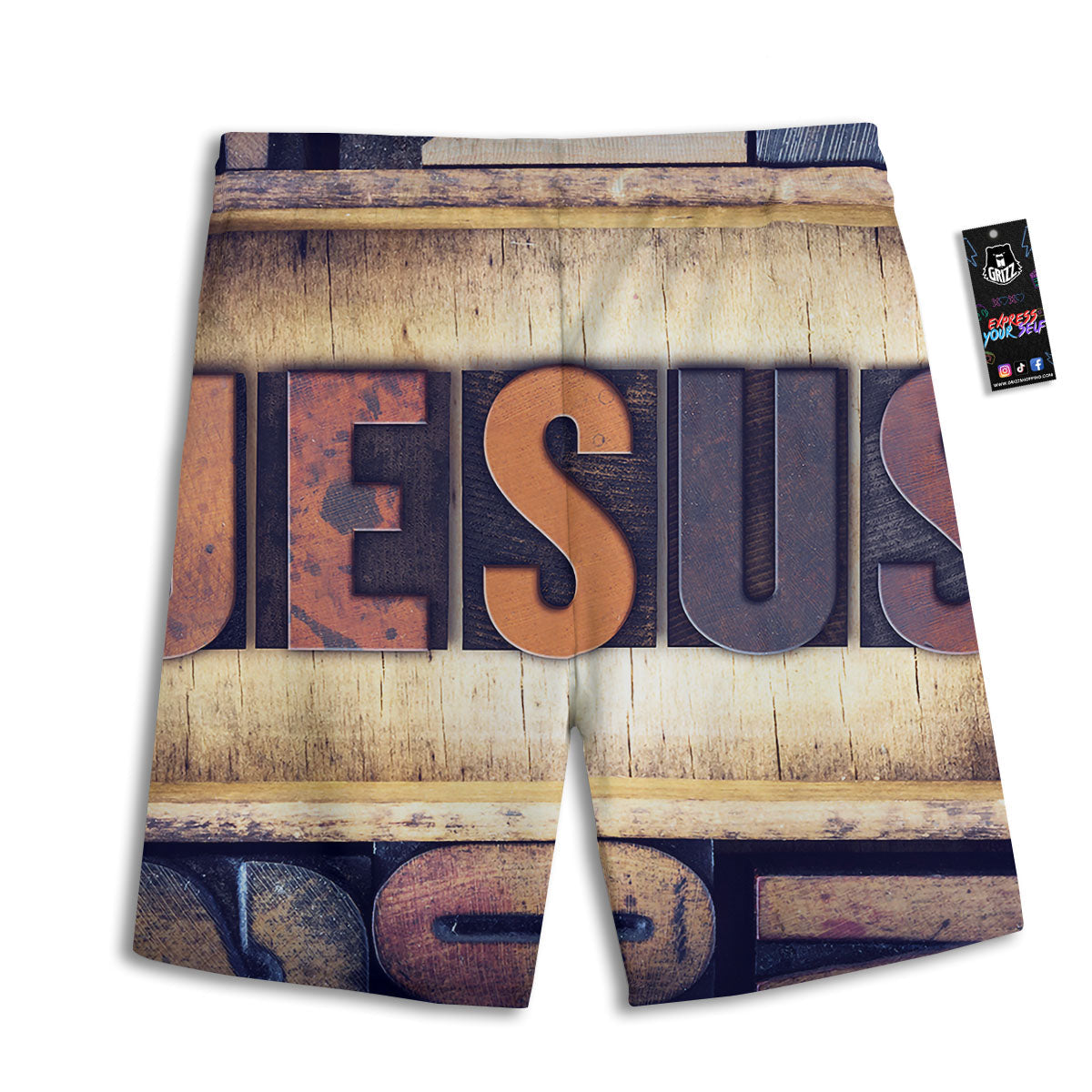 Religious Jesus Words Print Men's Athletic Shorts