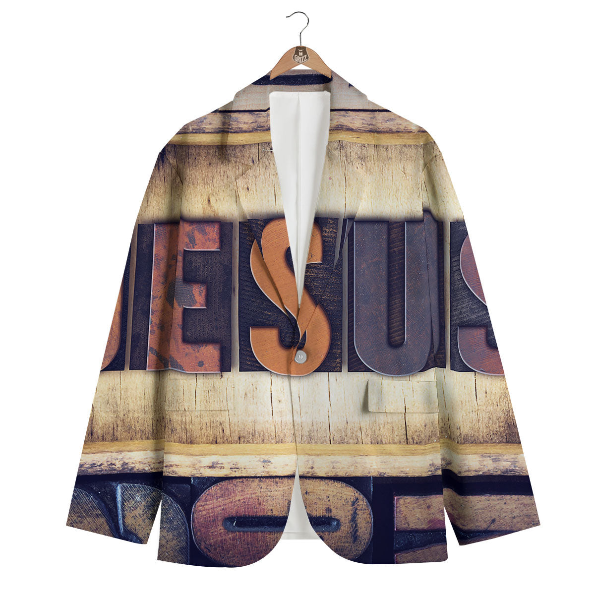 Religious Jesus Words Print Men's Blazer-grizzshop