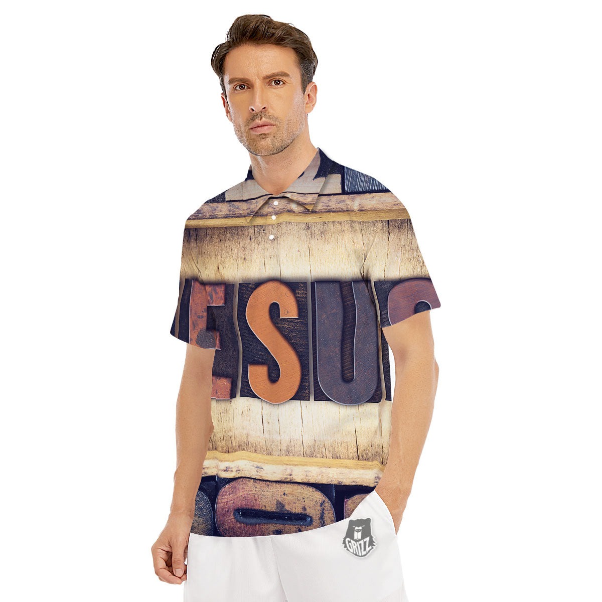 Religious Jesus Words Print Men's Golf Shirts-grizzshop