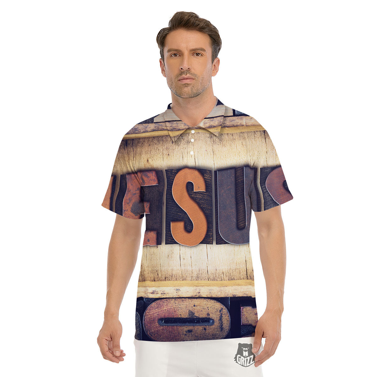 Religious Jesus Words Print Men's Golf Shirts-grizzshop