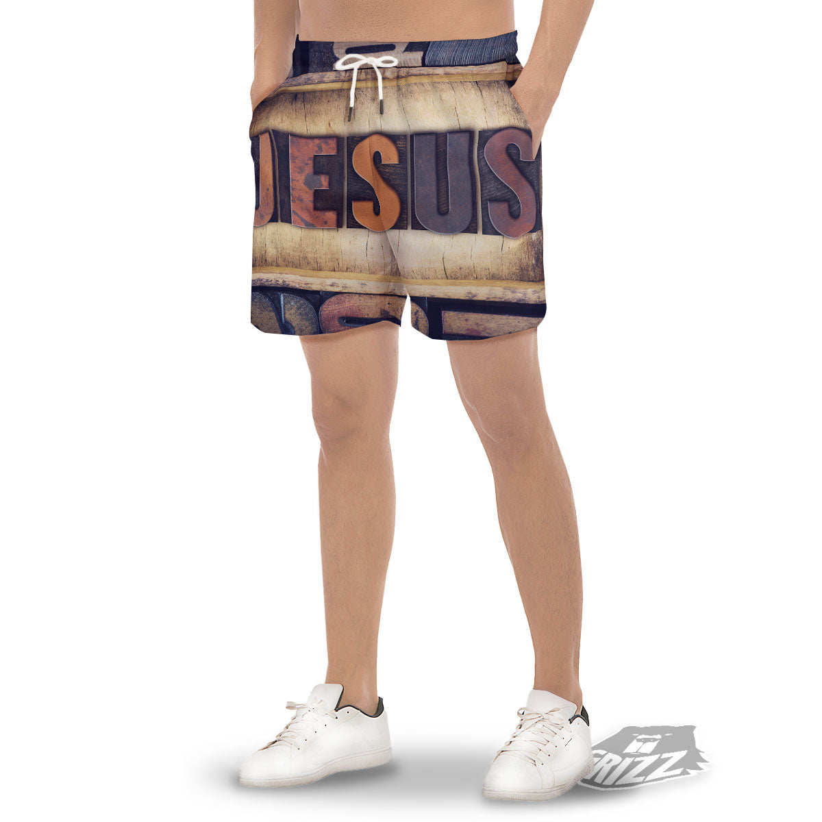 Religious Jesus Words Print Men's Gym Shorts-grizzshop